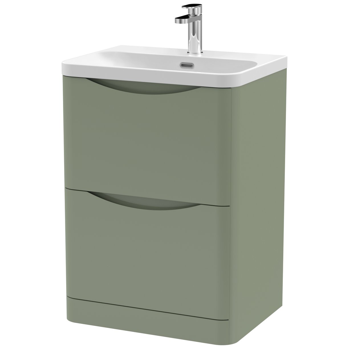 Lunar 600mm Floor Standing 2-Drawer Vanity Unit & Thin-Edge Ceramic Basin