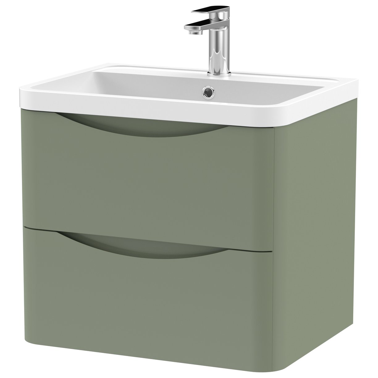 Lunar 600mm Wall Hung 2-Drawer Vanity Unit & Polymarble Basin