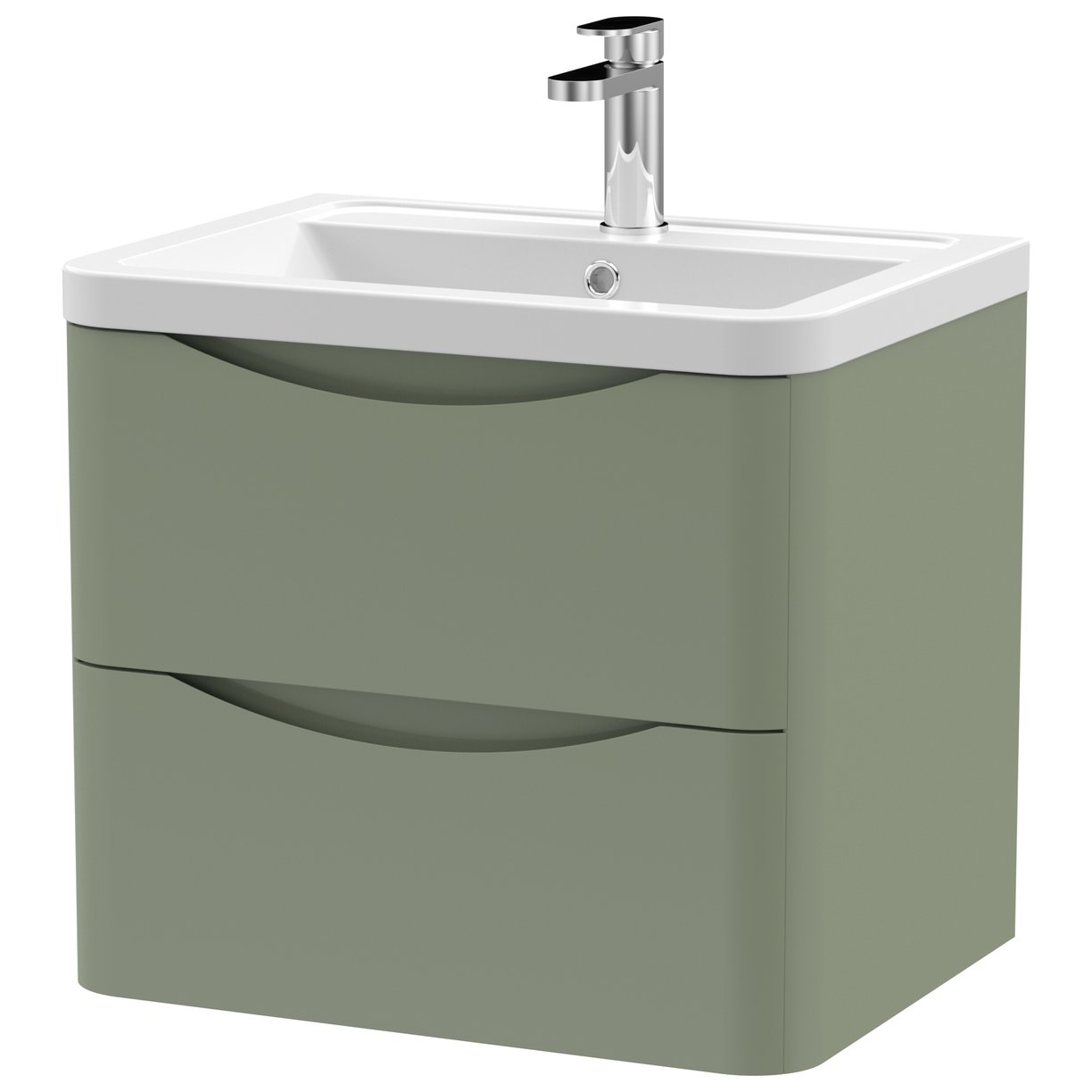 Lunar 600mm Wall Hung 2-Drawer Vanity Unit & Ceramic Basin