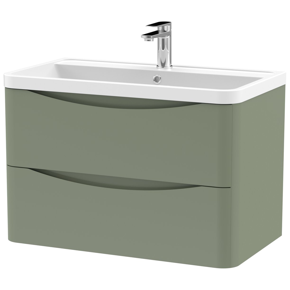 Lunar 800mm Wall Hung 2-Drawer Vanity Unit & Polymarble Basin