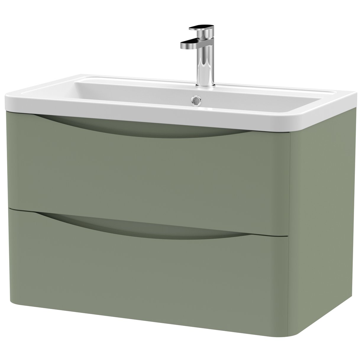 Lunar 800mm Wall Hung 2-Drawer Vanity Unit & Ceramic Basin