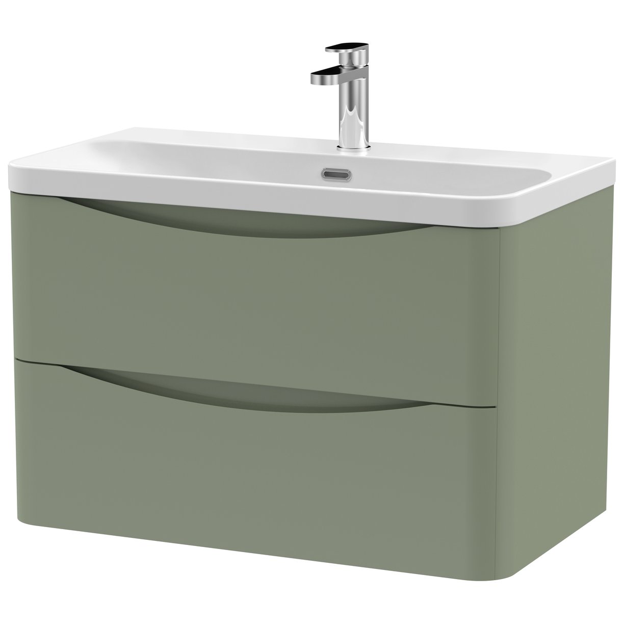 Lunar 800mm Wall Hung 2-Drawer Vanity Unit & Thin-Edge Ceramic Basin