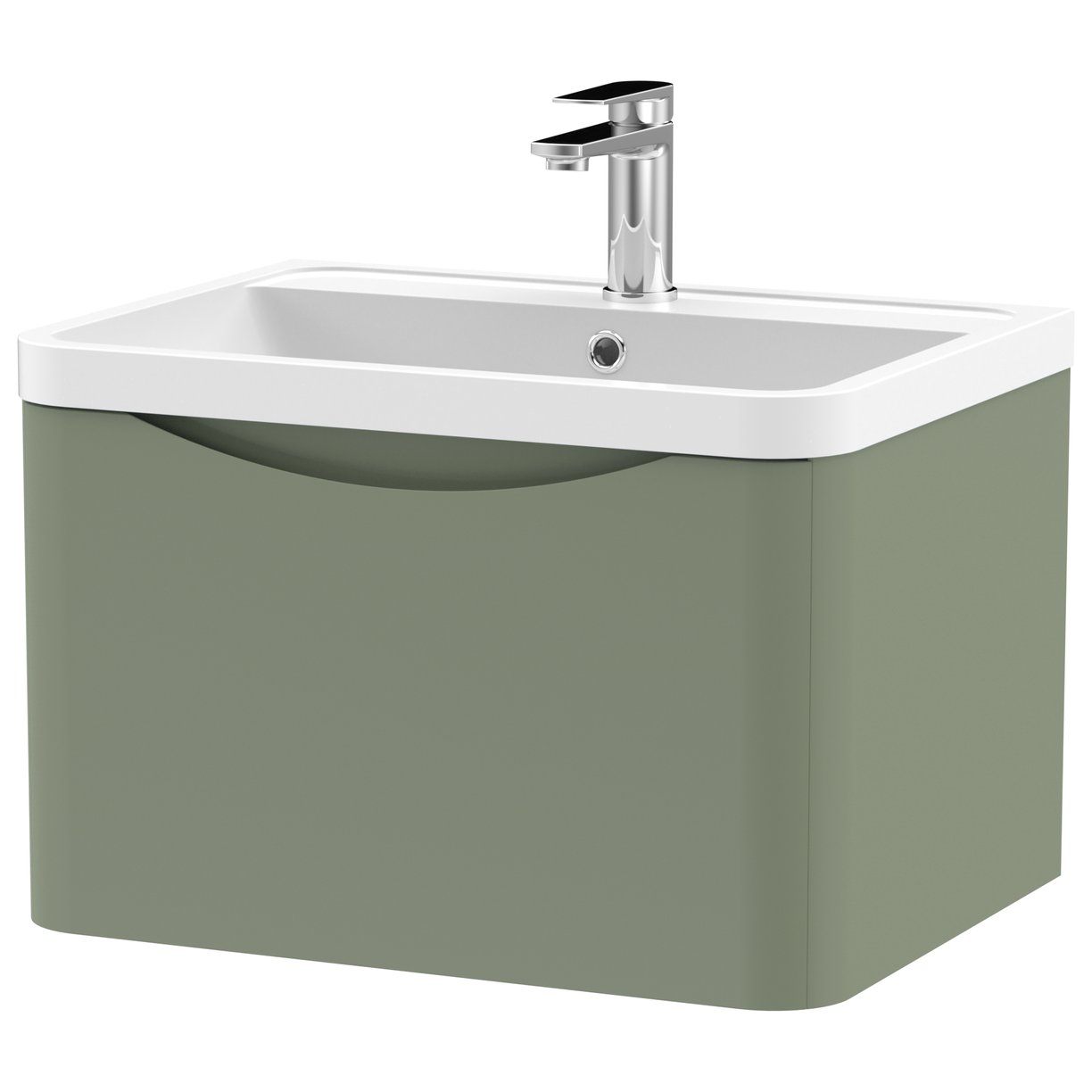 Lunar 600mm Wall Hung 1-Drawer Vanity Unit & Polymarble Basin