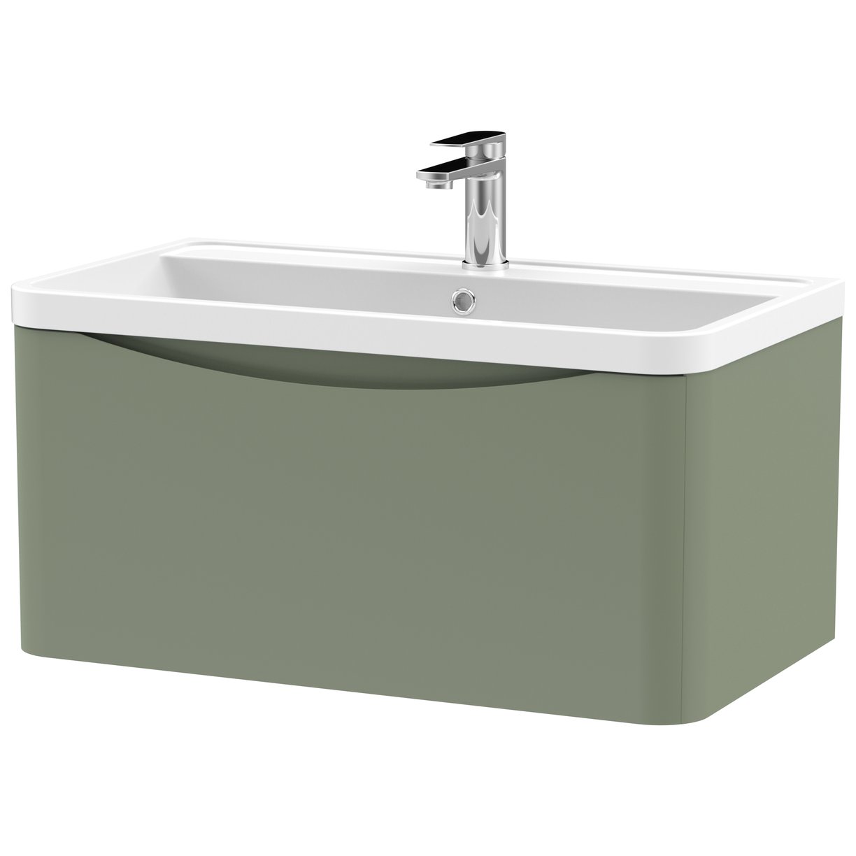 Lunar 800mm Wall Hung 1-Drawer Vanity Unit & Polymarble Basin