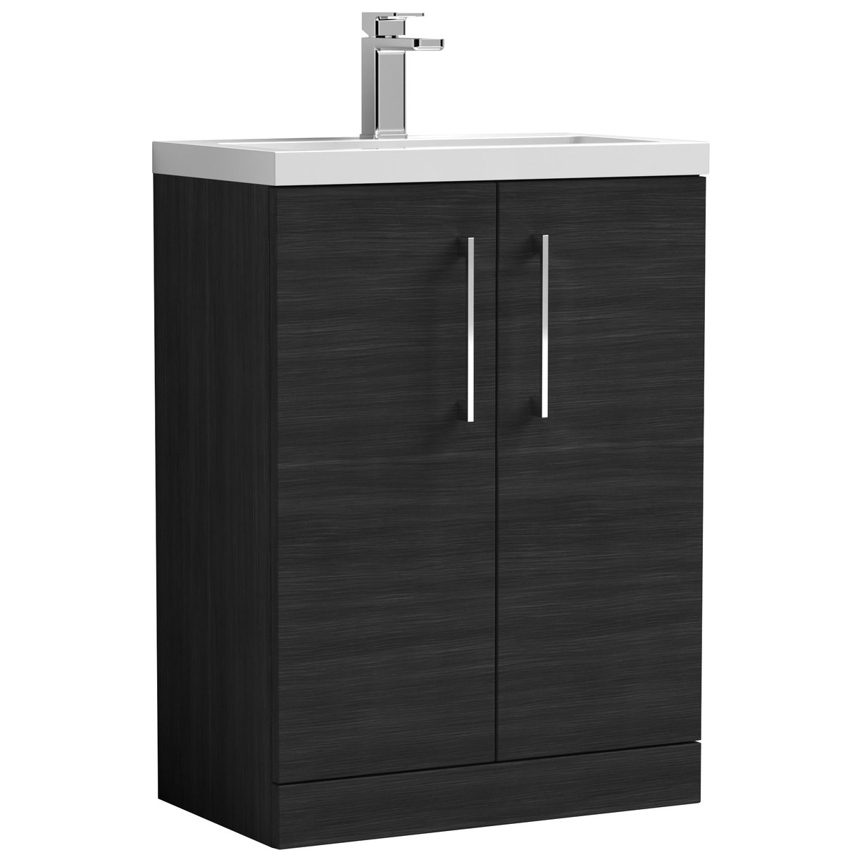 Arno Compact 600mm Floor Standing 2-Door Vanity Unit & Polymarble Basin