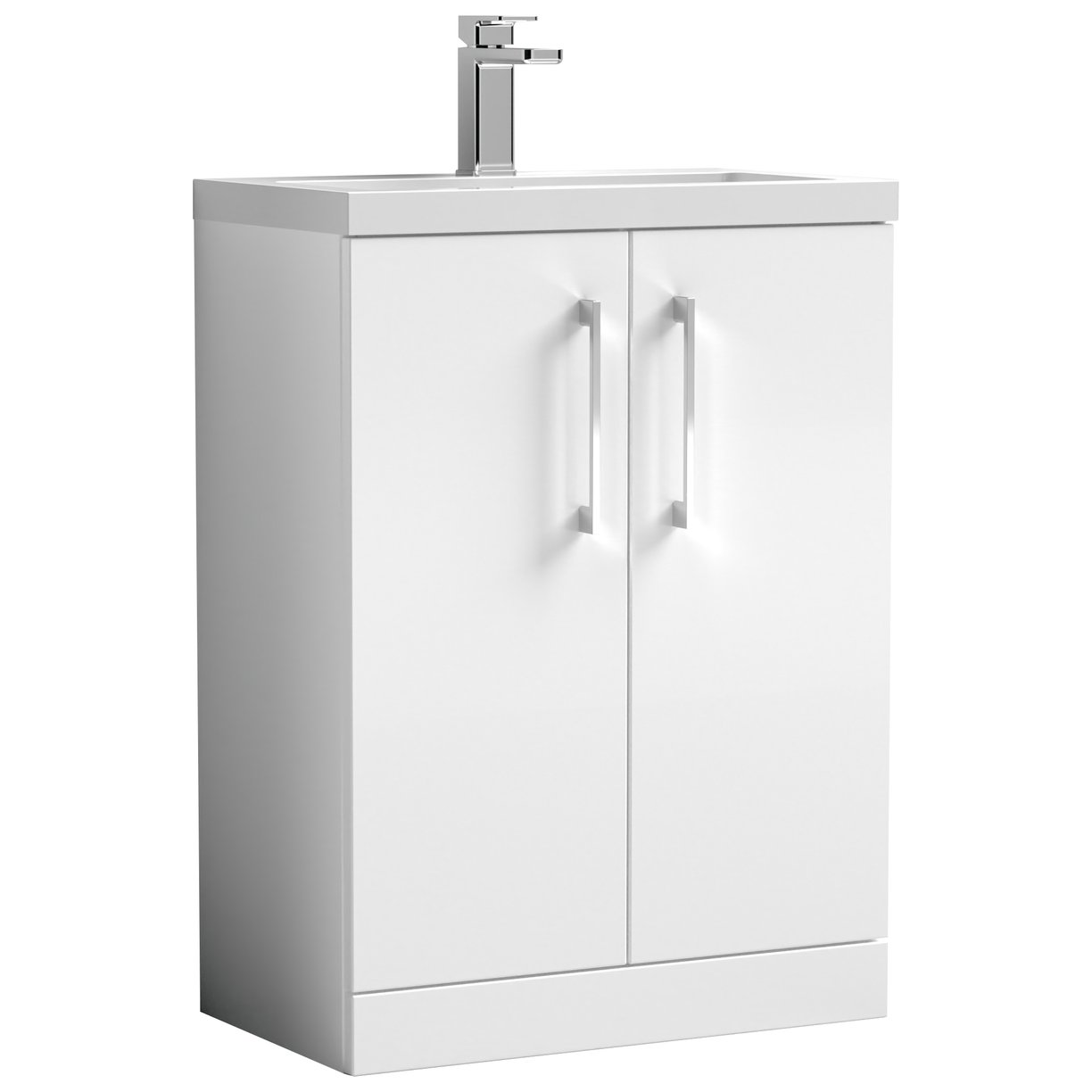 Arno Compact 600mm Floor Standing 2-Door Vanity Unit & Polymarble Basin