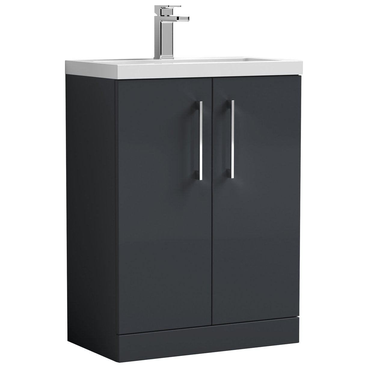 Arno Compact 600mm Floor Standing 2-Door Vanity Unit & Ceramic Basin