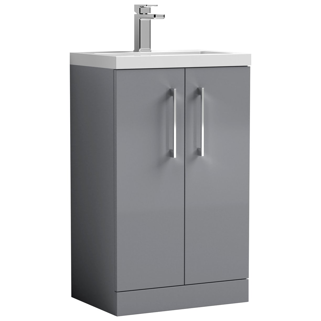 Arno Compact 500mm Floor Standing 2-Door Vanity Unit & Polymarble Basin