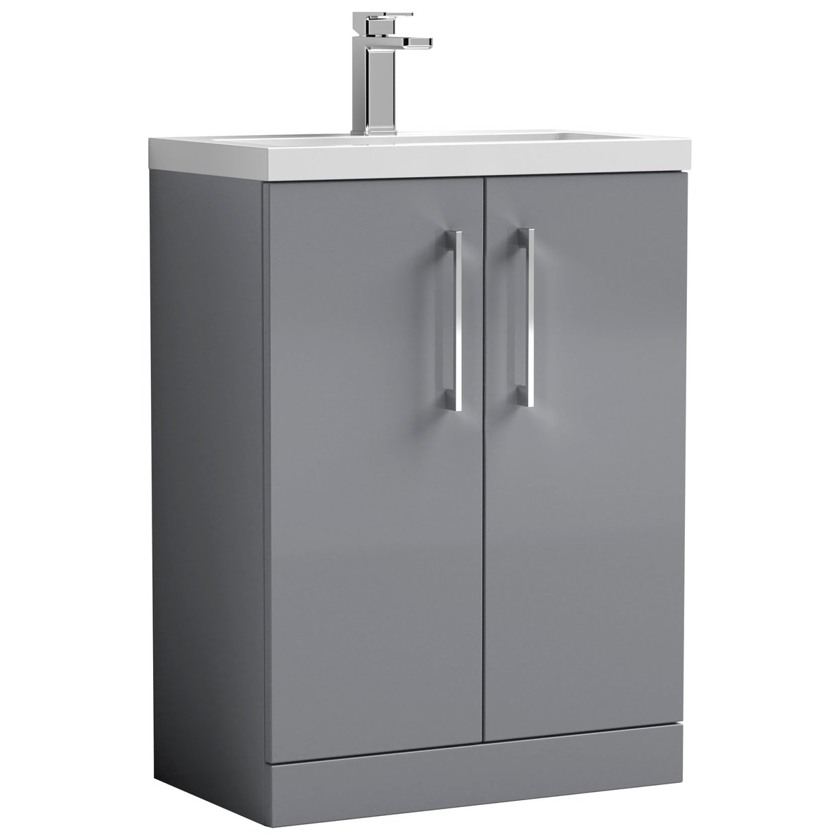 Arno Compact 600mm Floor Standing 2-Door Vanity Unit & Ceramic Basin