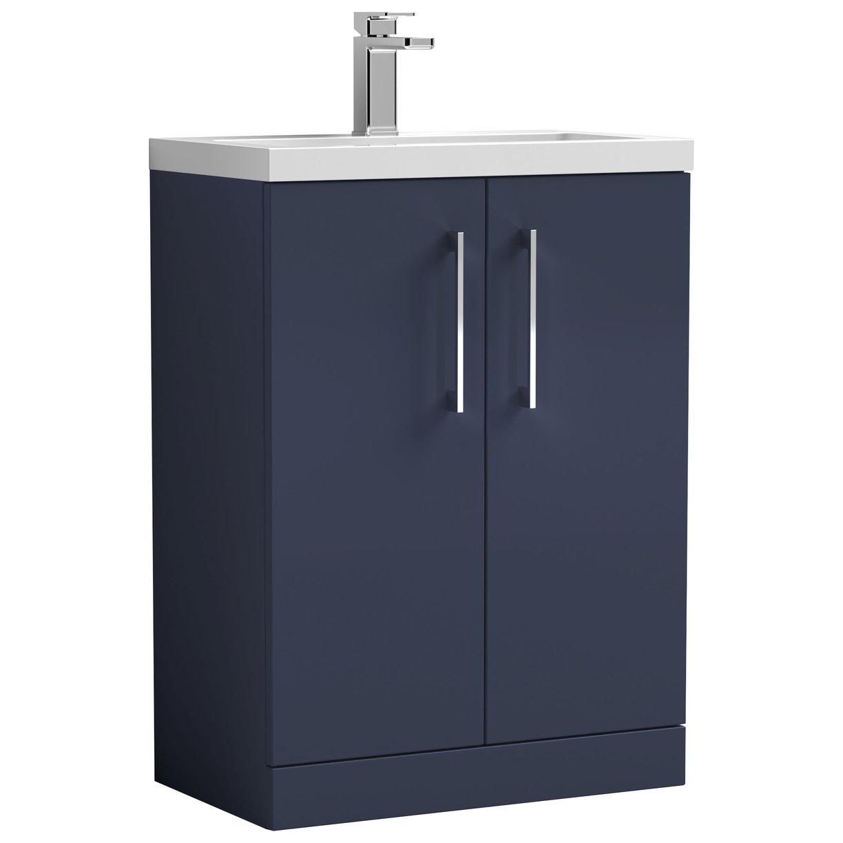 Arno Compact 600mm Floor Standing 2-Door Vanity Unit & Polymarble Basin