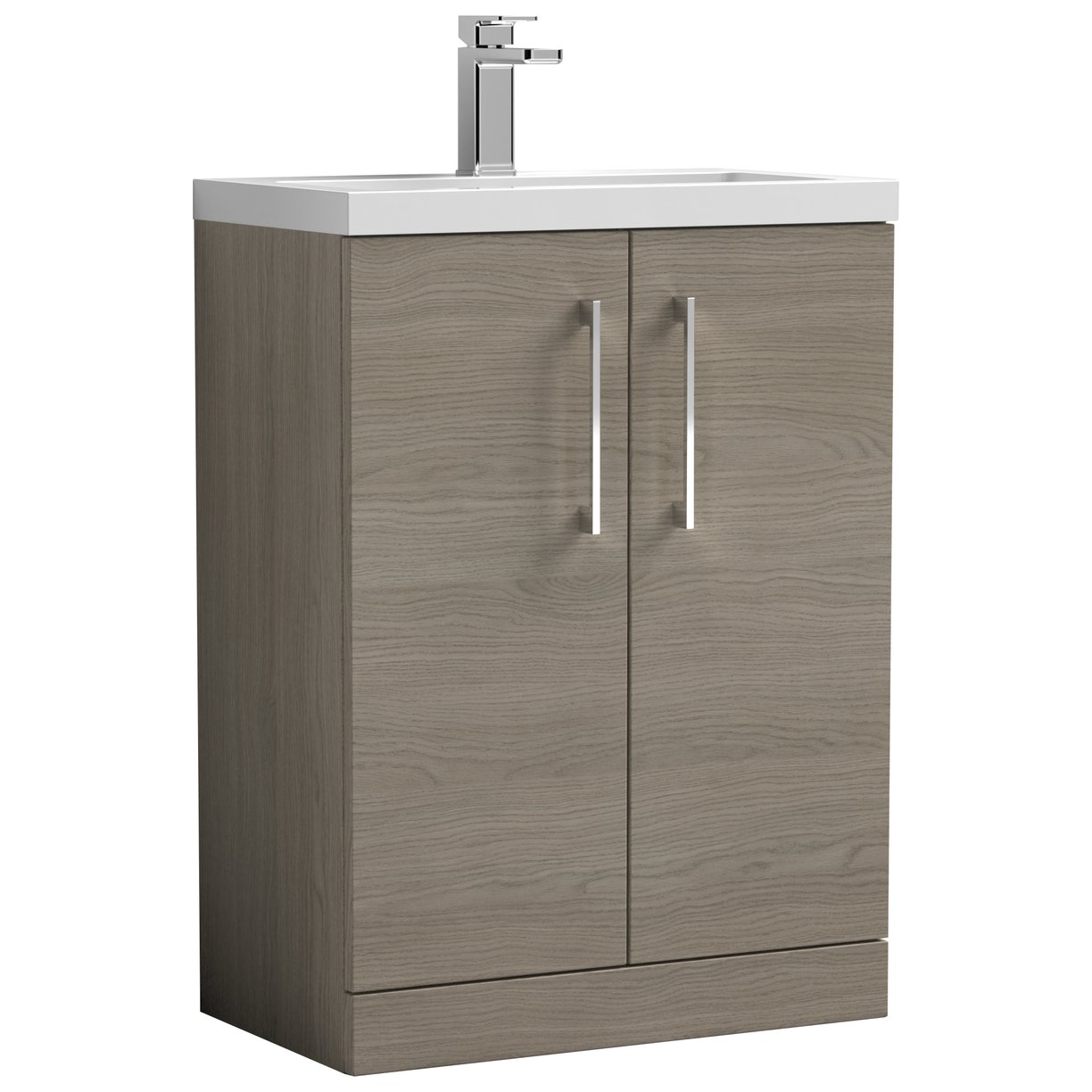 Arno Compact 600mm Floor Standing 2-Door Vanity Unit & Polymarble Basin