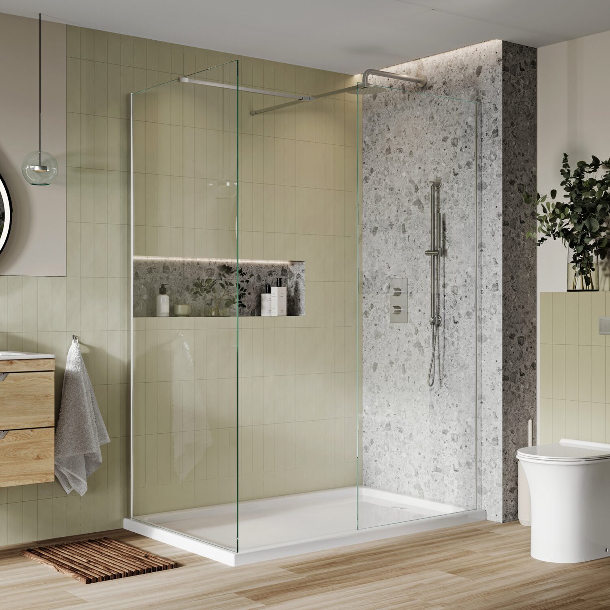Forte 8mm Wetroom Screen with Bracing Bar 600mm