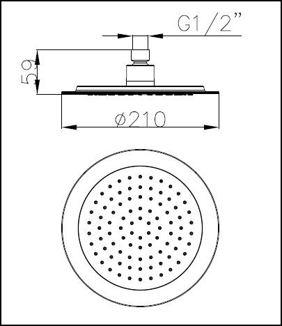 Slimline Round Shower Head 210mm