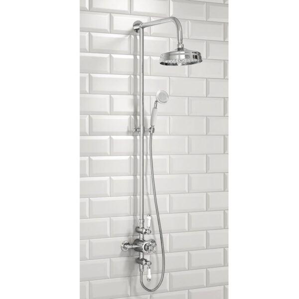 Traditional Rigid Riser Shower with Fixed Head & Handset