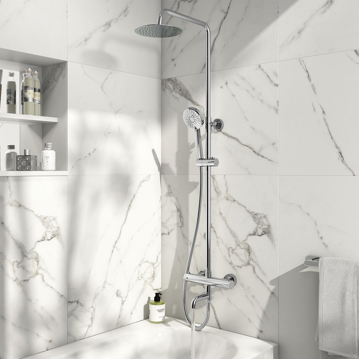 Solar Round Rigid Riser Shower with Bath Filler