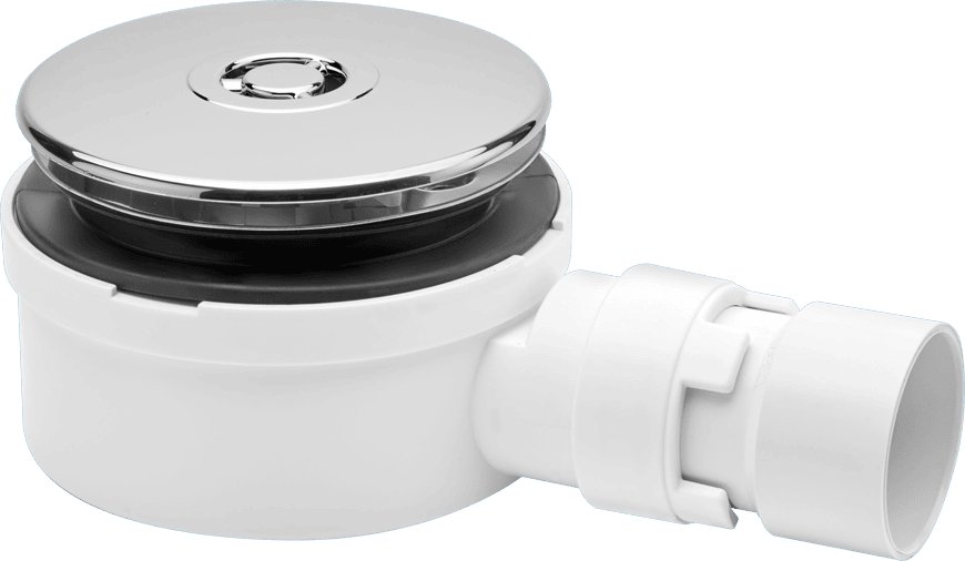 90mm Shower Trap 25mm Water Seal Chrome Plated Plastic Dome 53mm Height