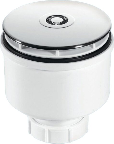90mm Vertical Shower Trap 50mm Water Seal Chrome Plated Plastic Dome