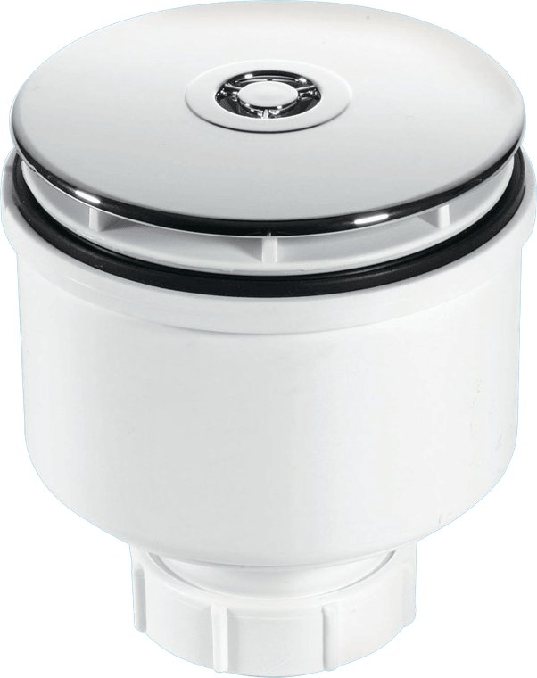 90mm Vertical Shower Trap 50mm Water Seal Chrome Plated Plastic Dome