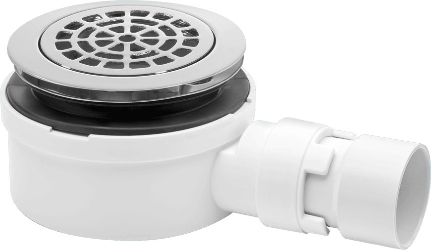 90mm Shower Trap 25mm Water Seal Chrome Plated Brass Petal Grate 53mm