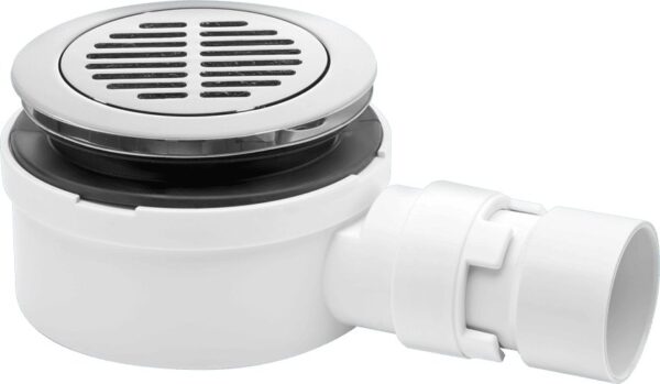 90mm Shower Trap 25mm Water Seal Chrome Plated Brass Slotted Grate 53mm