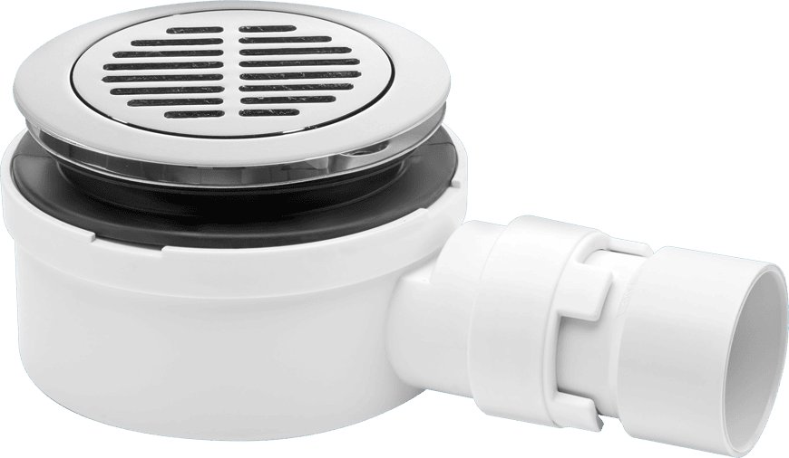 90mm Shower Trap 25mm Water Seal Chrome Plated Brass Slotted Grate 53mm