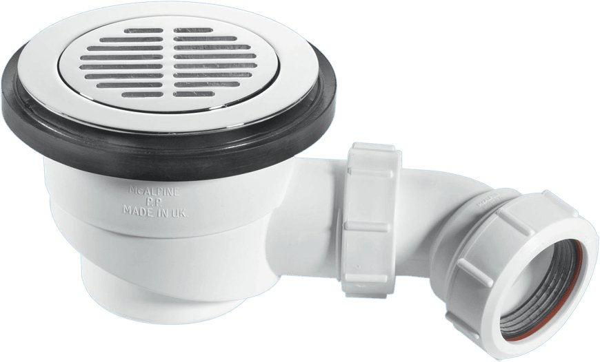 90mm Shower Trap 50mm Water Seal Chrome Plated Brass Sltted Grate