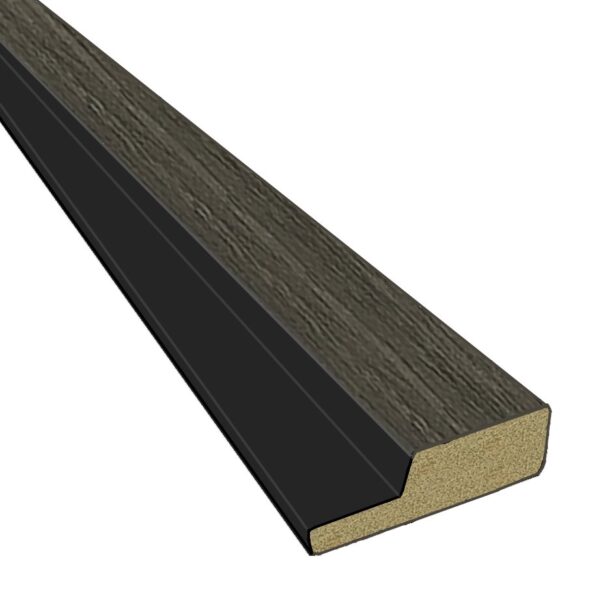 12mm Grey Oak Water Resistant Slatwall Left Trim - 2.6m x 42mm