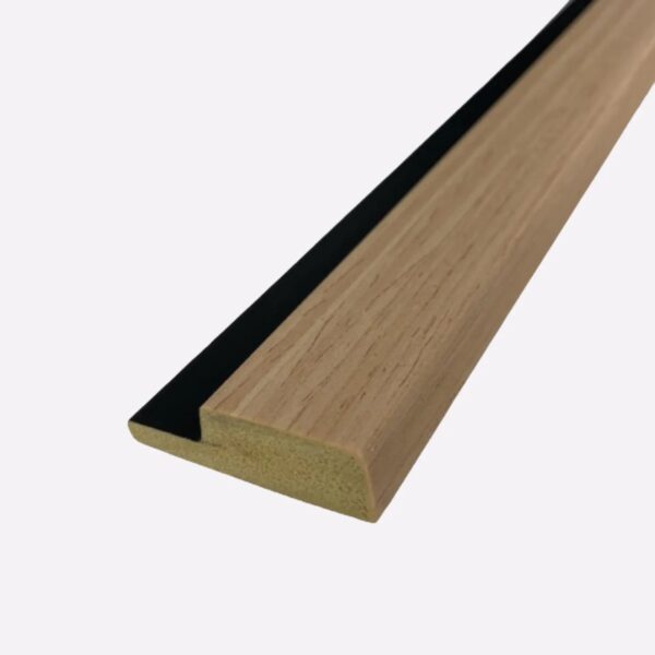12mm Light Ash Water Resistant Slatwall Left Trim - 2.6m x 42mm