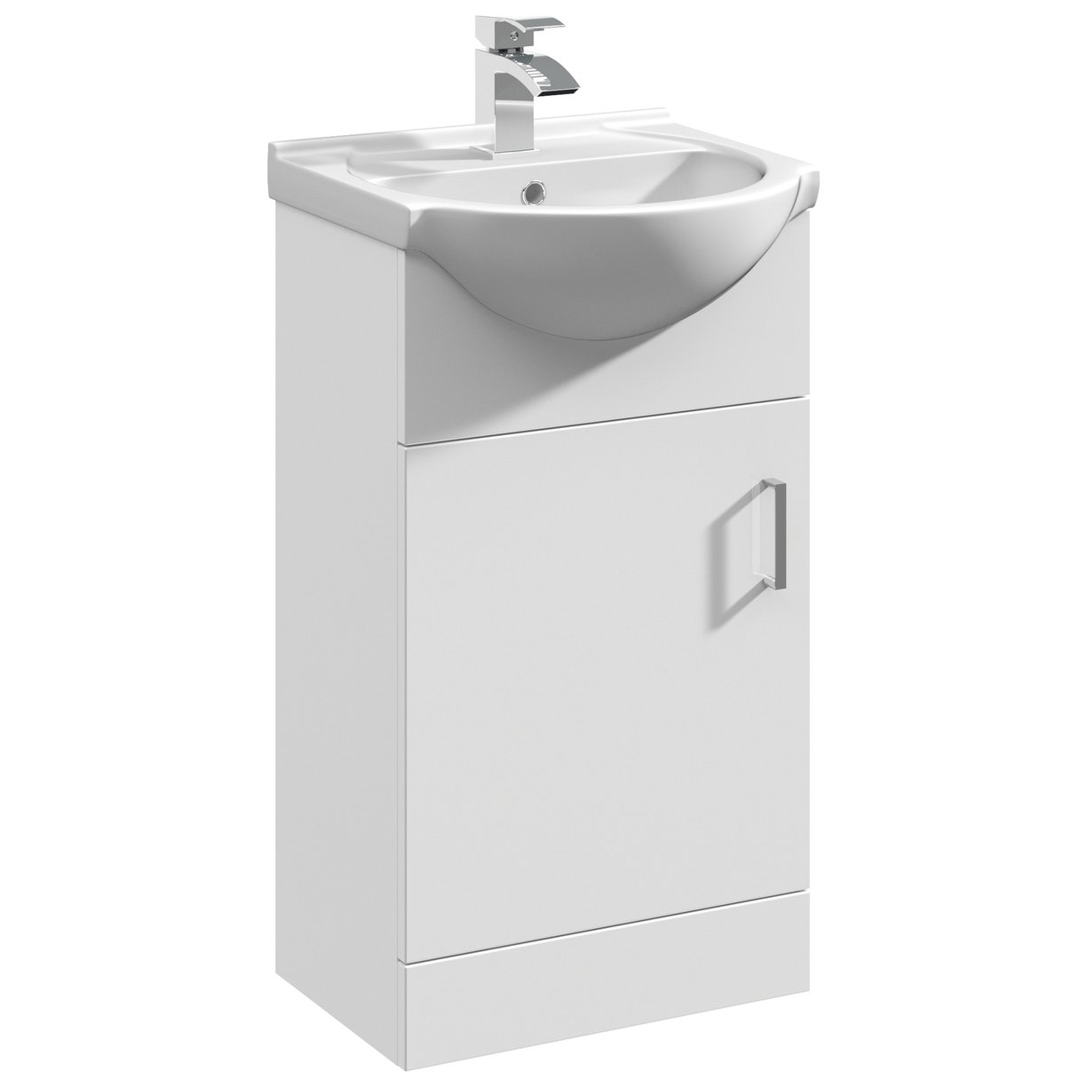 Blanco Floor Standing Single Door Vanity Unit with Round Basin 450mm