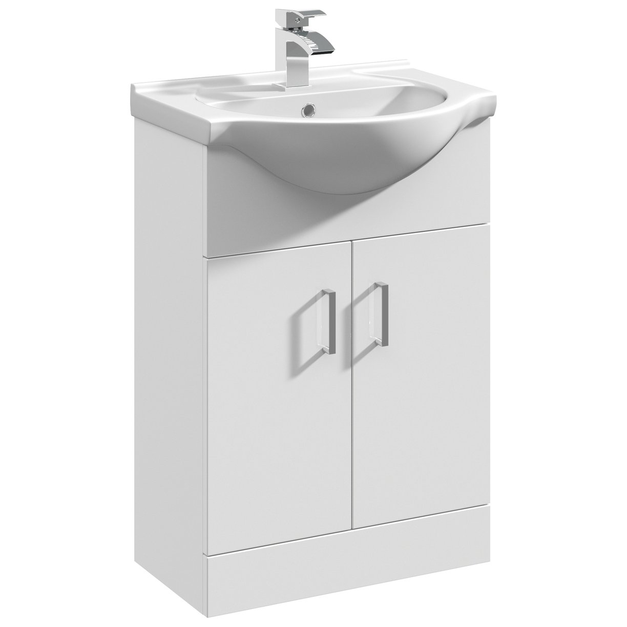 Blanco Floor Standing 2 Door Vanity Unit with Round Basin 550mm